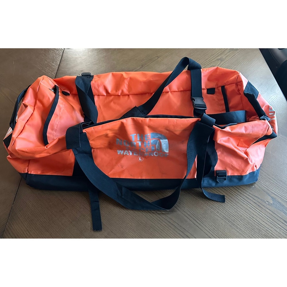 The North Face Base Camp Duffel Bag Orange Black Large Waterproof Travel Luggage